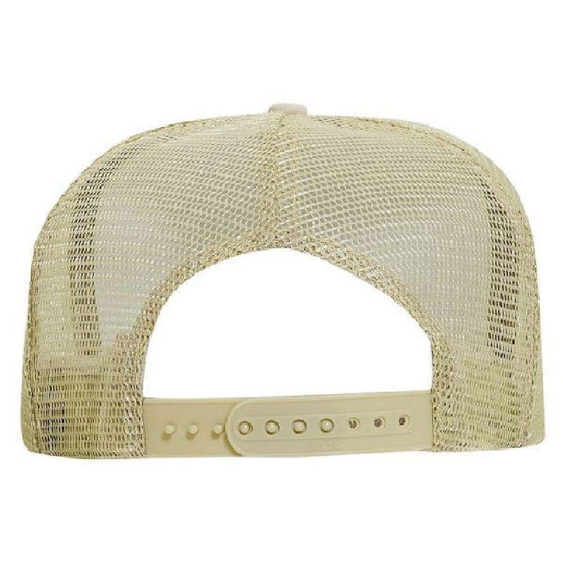 OTTO Polyester Foam Front 5 Panel High Crown Mesh Back Trucker Hat - Tan - Image 3